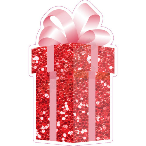 Present - Style A - Chunky Glitter Red - Yard Card