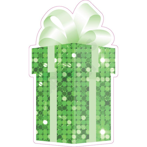 Present - Style A - Large Sequin Light Green - Yard Card