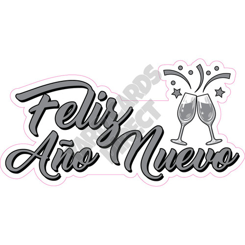 Statement - Feliz Ano Nuevo - Silver - Style A - Yard Card