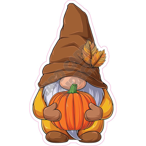 Gnome - Holding Pumpkin - Style A - Yard Card