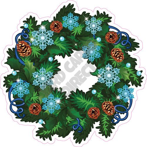 Christmas Wreath - Blue - Style A - Yard Card