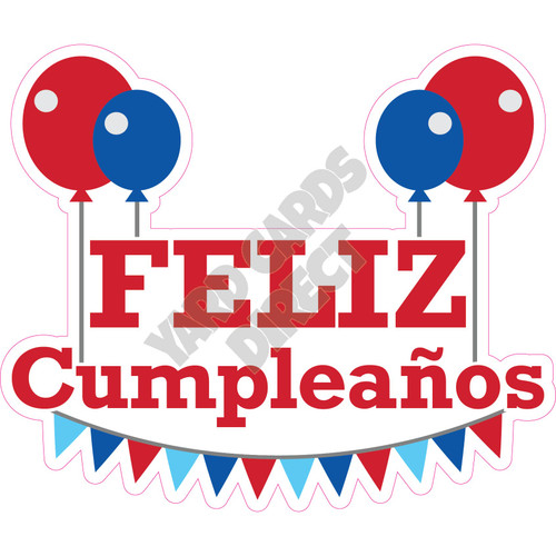 Statement - Feliz Cumple Anos - Red and Blue - Style A - Yard Card