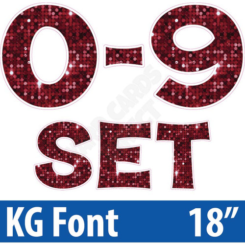 KG 18" 10pc 0-9 - Set - Large Sequin Burgundy - Yard Card