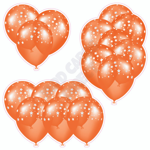 Balloon Cluster - Orange With Stars - Yard Card