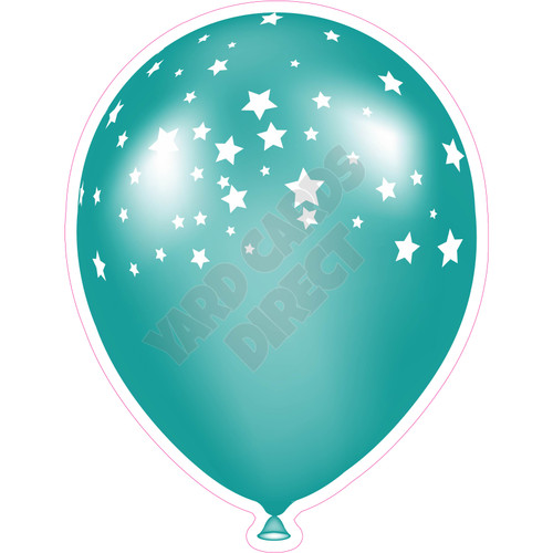 Balloon  - Teal With Stars - Yard Card