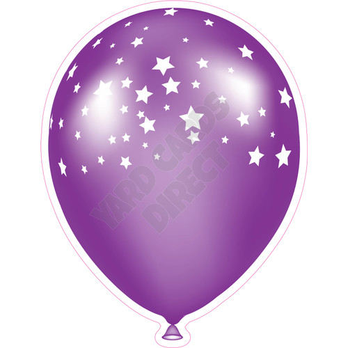 Balloon  - Purple With Stars - Yard Card