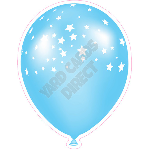 Balloon  - Light Blue With Stars - Yard Card