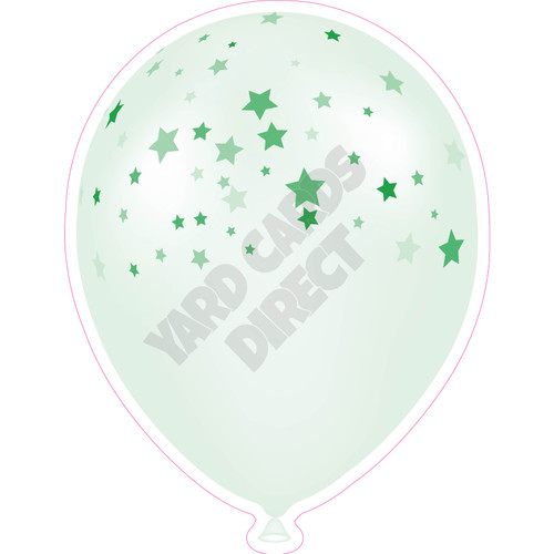 Balloon  - Medium Green Tinted With Stars - Yard Card