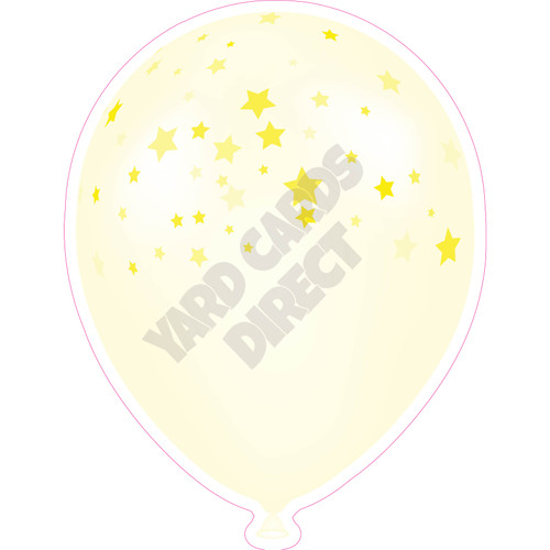 Balloon  - Yellow Tinted With Stars - Yard Card