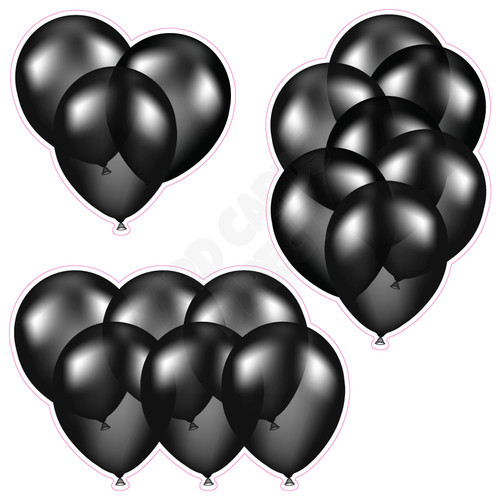 Balloon Cluster - Solid Black - Yard Card