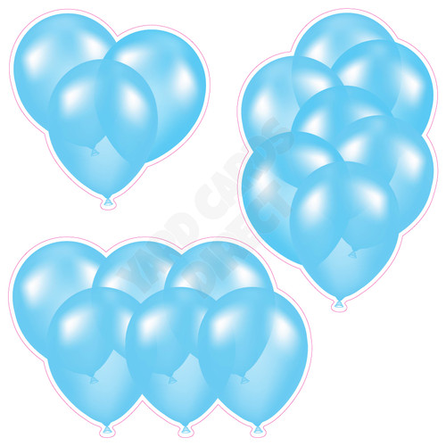 Balloon Cluster - Solid Light Blue - Yard Card