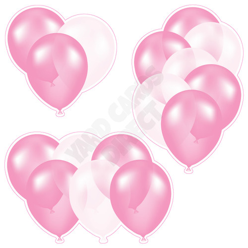 Balloon Cluster - Solid Light Pink & Light Pink Tinted - Yard Card