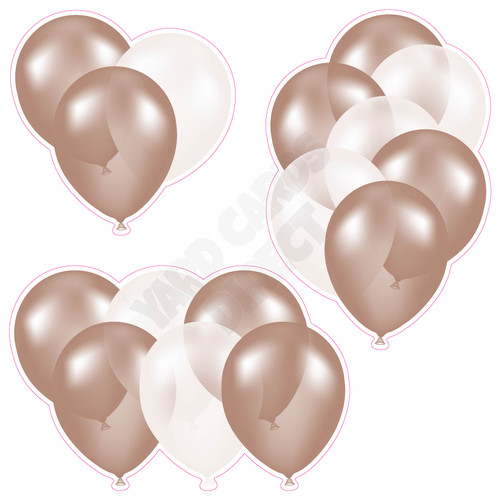 Balloon Cluster - Solid Rose Gold & Rose Gold Tinted - Yard Card