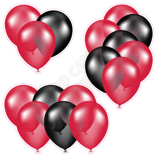 Balloon Cluster - Solid Red & Black - Yard Card