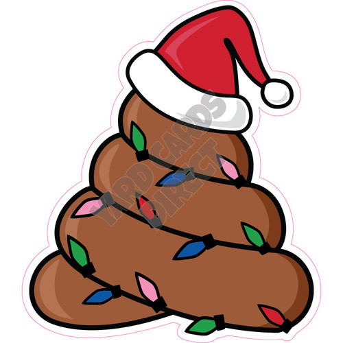 Poop Emoji - Santa - Christmas Lights - Style A - Yard Card