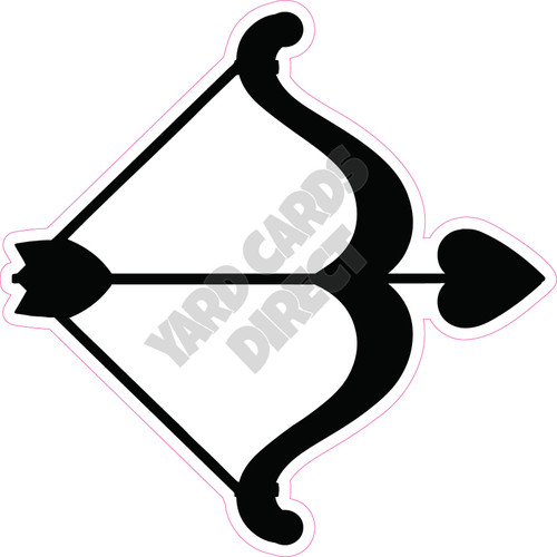 Cupid Bow and Arrow - Black - Style A - Yard Card