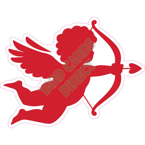 Silhouette - Cupid with Bow and Arrow - Red - Style A - Yard Card