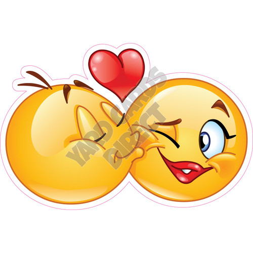 Emoji - Couple Kissing - Style A - Yard Card