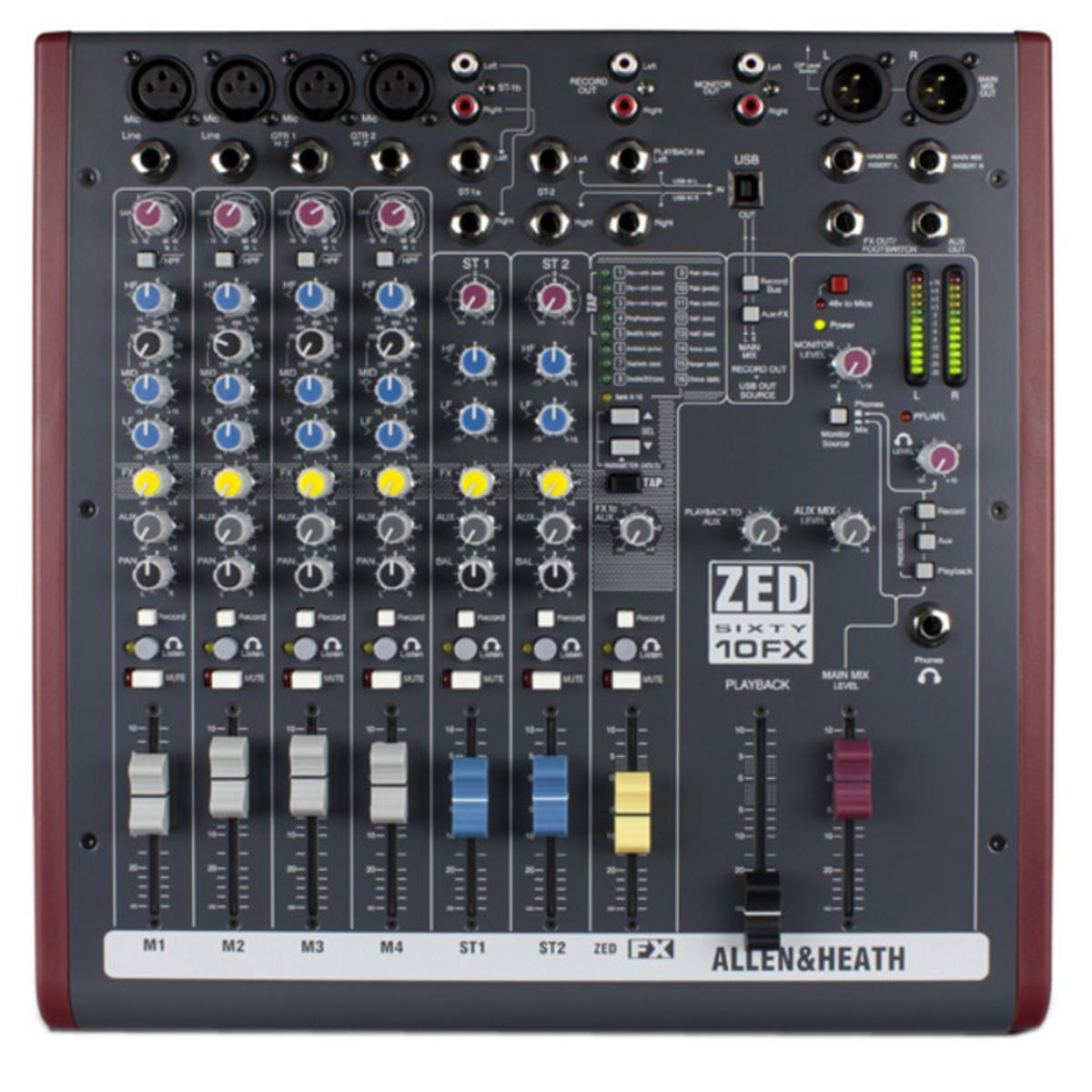Allen & Heath ZED60-10FX Analogue Mixer with USB - Music Gear Direct
