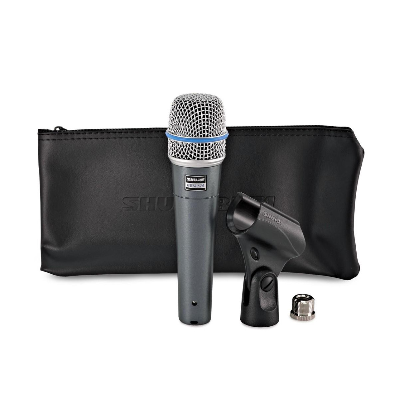 Shure Beta 57A Supercardioid Dynamic Instrument Microphone with Clip Pouch Bag - Music Gear Direct Shure Beta 57A Supercardioid Dynamic Instrument Microphone with Clip Pouch Bag - Music Gear Direct