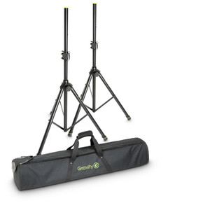 Gravity Set of Two GSP5211B Tripod Speaker Stands and a Padded Heavy-Duty GBGSS2B Carry Bag