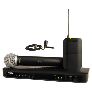 Shure BLX1288 Dual Wireless System with BLX1 Bodypack, CVL Lavalier & PG58 Handheld Microphone Shure BLX1288 Dual Wireless System with BLX1 Bodypack, CVL Lavalier & PG58 Handheld Microphone