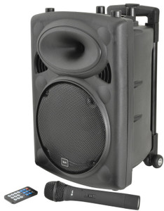 QTX QR10PABT 10" 100W Battery Powered Portable PA Bluetooth Speaker & Wireless Handheld Microphone QTX QR10PABT 10" 100W Battery Powered Portable PA Bluetooth Speaker & Wireless Handheld Microphone
