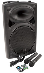QTX QR12PABT 12" 100W Battery Powered Portable PA Bluetooth Speaker & Two Wireless Microphones QTX QR12PABT 12" 100W Battery Powered Portable PA Bluetooth Speaker & Two Wireless Microphones