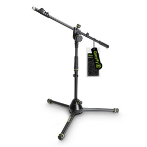 Gravity MS 4222 B Short Microphone Stand, Folding Tripod Base & 2-Point Adjustment Telescoping Boom