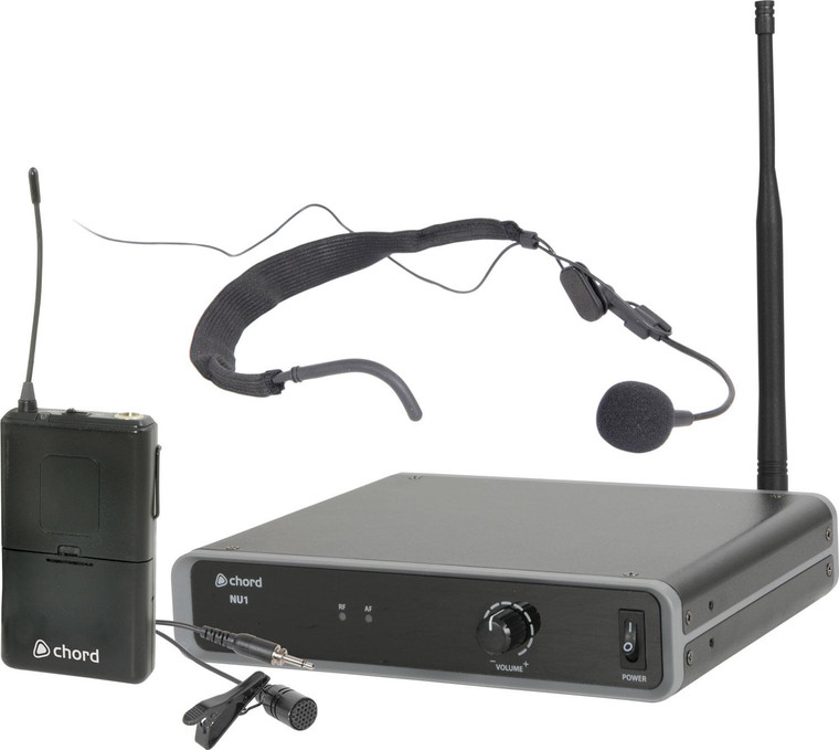 Chord NU1-N UHF Wireless Microphone System with Neckband and Lavalier Microphones