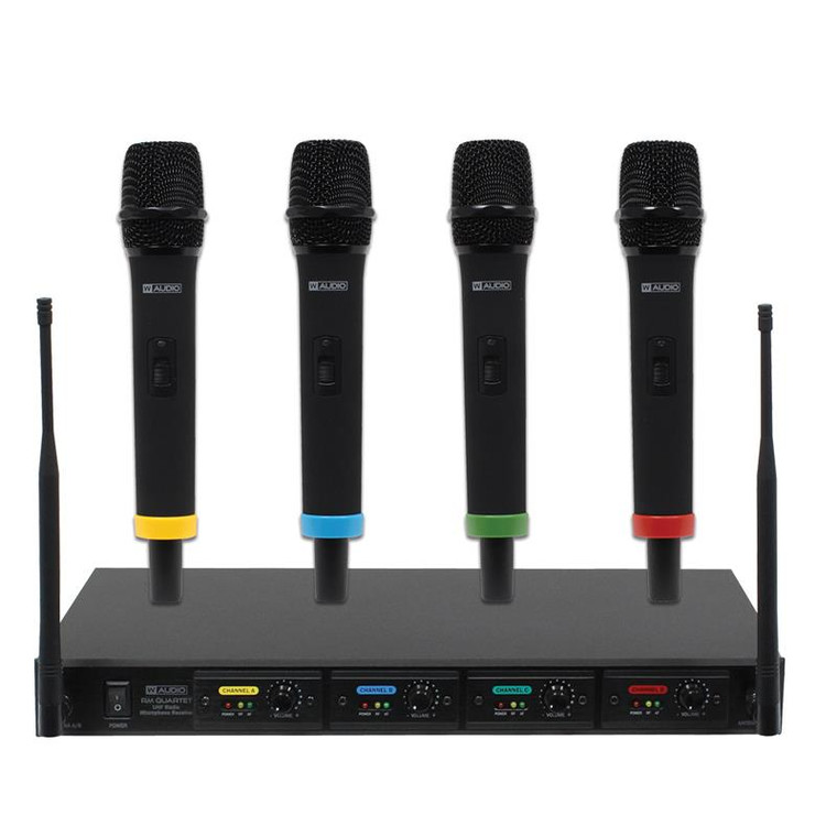 W Audio RM Quartet UHF Four USB Rechargeable Handheld Wireless Radio Microphone System Rack Mount