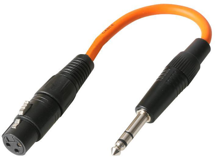 Pulse 3 Pin XLR Socket to 6.35mm (1/4") Stereo Jack Plug Adaptor Lead, Orange -  PLS00346