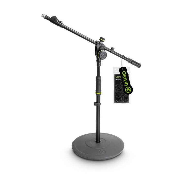 Gravity GMS2222B Short Microphone Stand with Round Base and 2-Point Adjustment Telescoping Boom