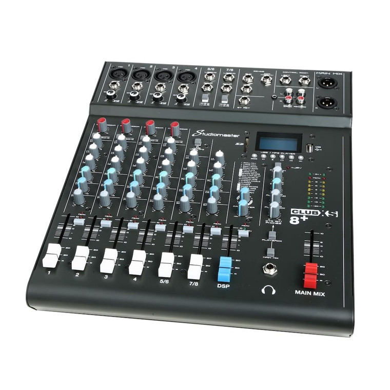 Studiomaster Club XS 8+ Compact 8 Channel Mixer with 16 DSP Effects & Bluetooth