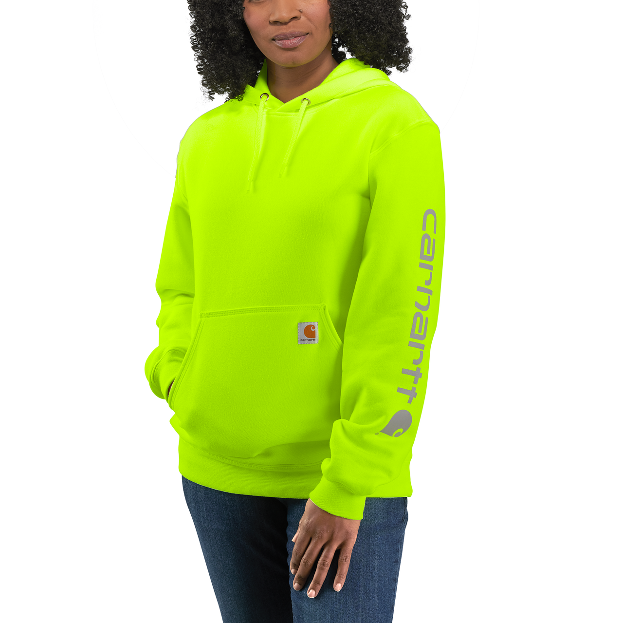 Loose Fit Midweight Logo Sleeve Graphic Sweatshirt - Bright Lime