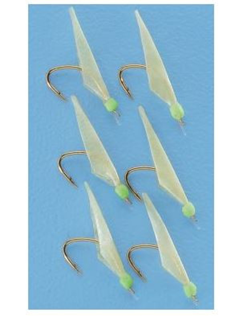 RG5 Bait Rig - 8 (size 5) hooks with fish skin & red/ green heads