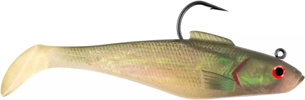 Holographic Swim Shad Soft Bait - 3 - Olive/Clear - Ramsey Outdoor