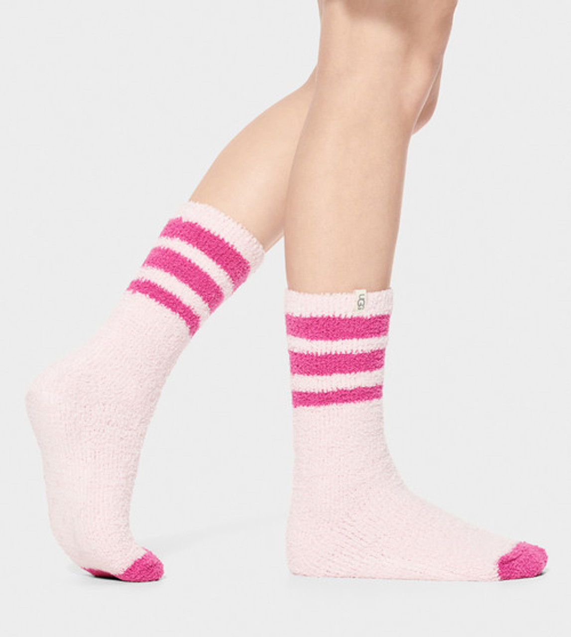 Women's Alice Cozy Gripper Sock - Seashell Pink Stripe - Ramsey