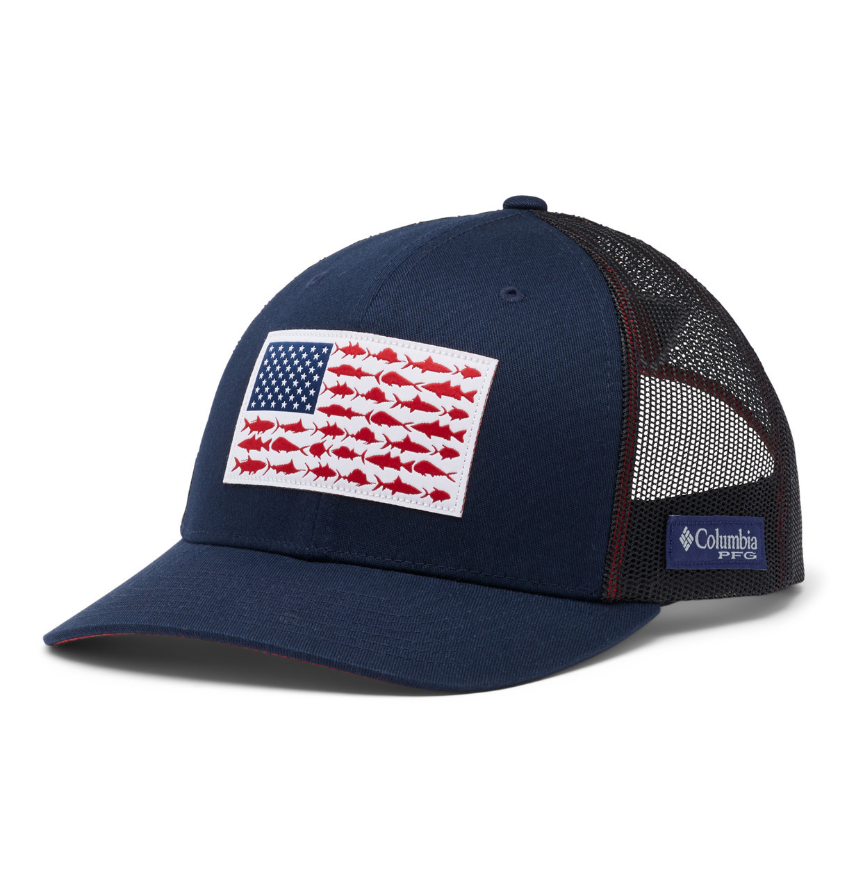 Men's PFG Fish Flag Mesh Snapback Hat - (High Crown) - Collegiate  Navy/Sunset Red - Ramsey Outdoor