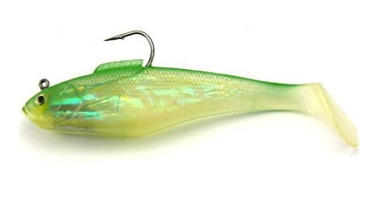 Tsunami Holographic Swim Shad Soft Bait - 6 Chartreuse/Silver