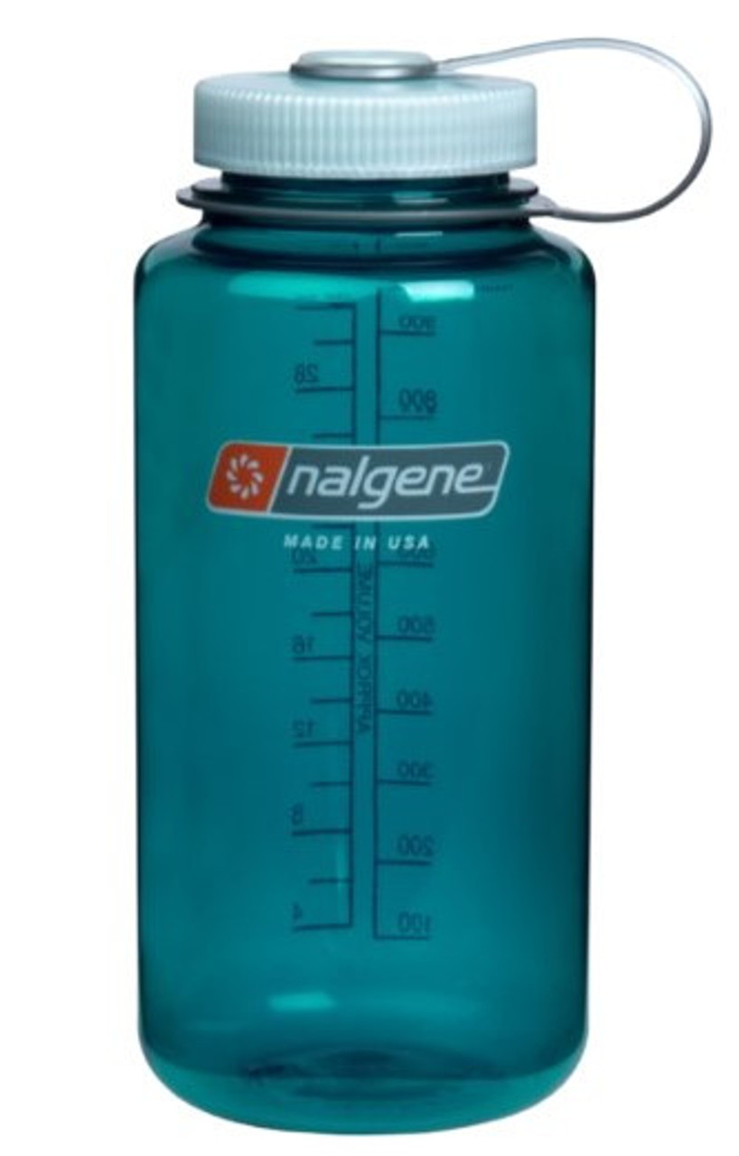 Nalgene Wide Mouth Water Bottle, 32 oz Green w/ White Cap