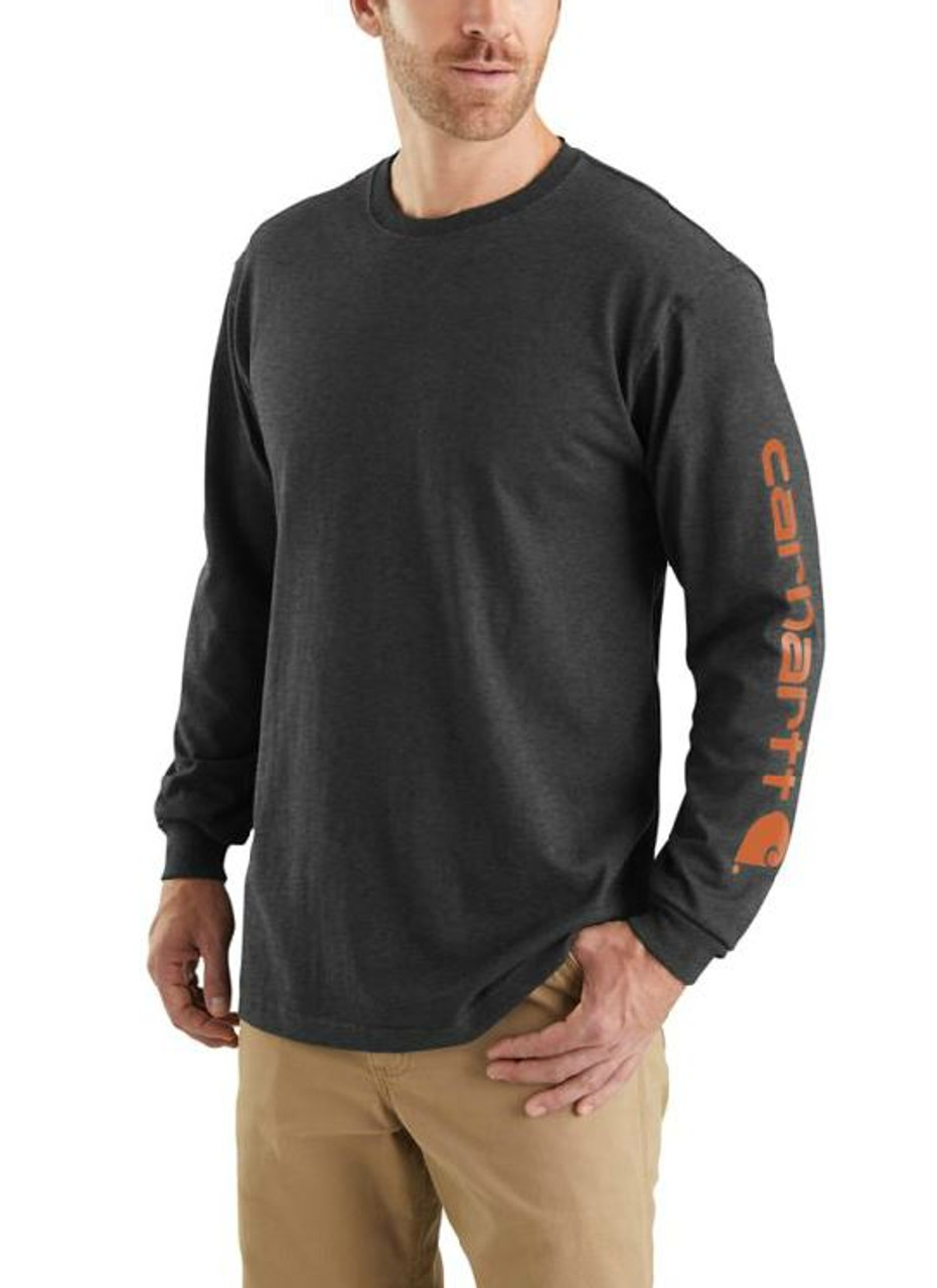 Men's Loose Fit Heavyweight Long-Sleeve Logo Sleeve Graphic T