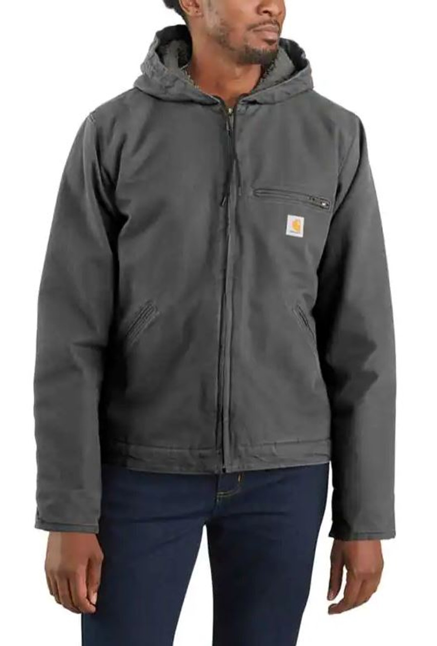 Men's Relaxed Fit Washed Duck Sherpa Lined Jacket - Gravel - Ramsey Outdoor