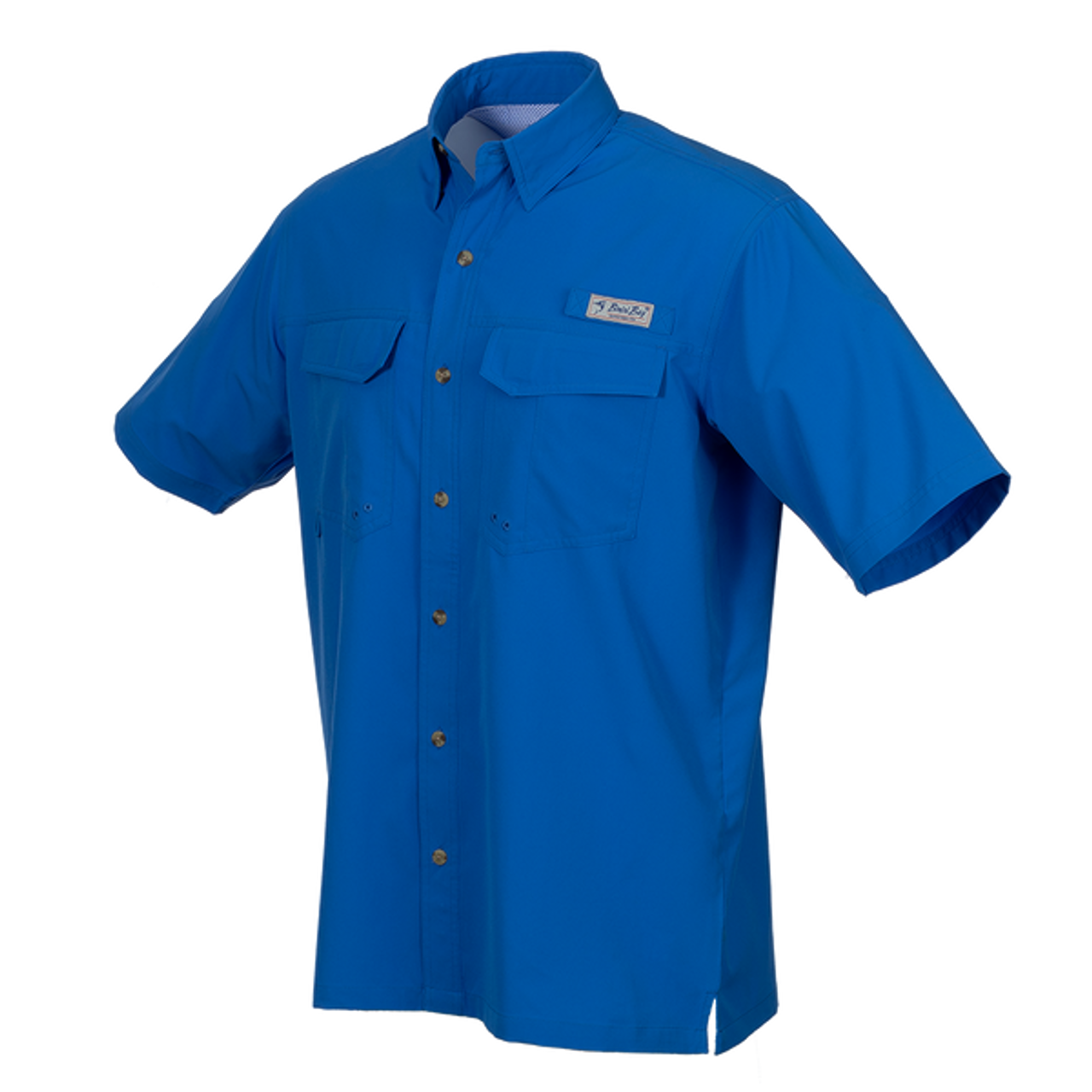 Bimini Bay Outfitters Men's Bimini Flats V Short Sleeve Shirt, Size: Large, Blue