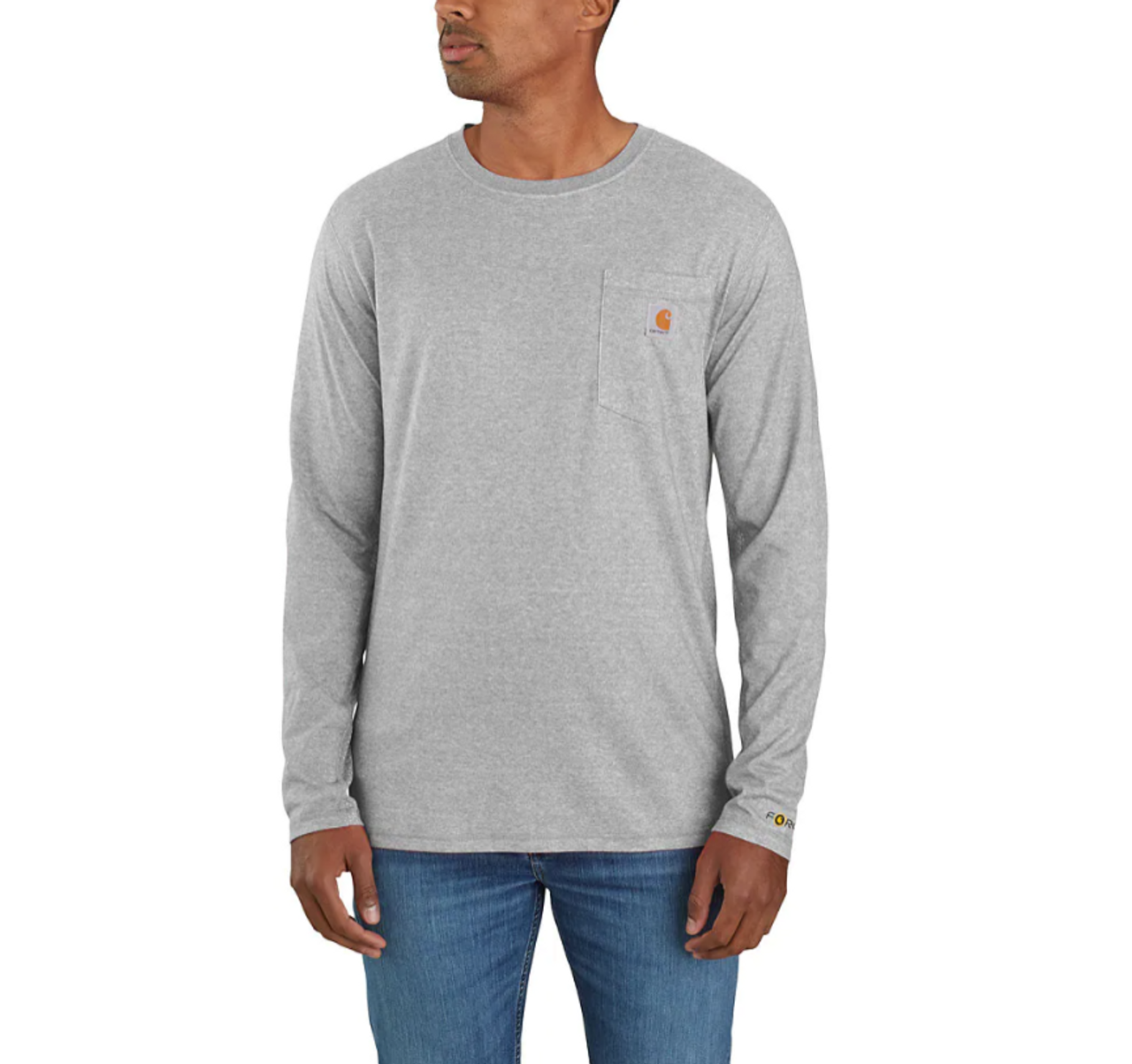 Men's Force Relaxed Fit Midweight Long-Sleeve Pocket T-Shirt - Heather Gray  - Ramsey Outdoor
