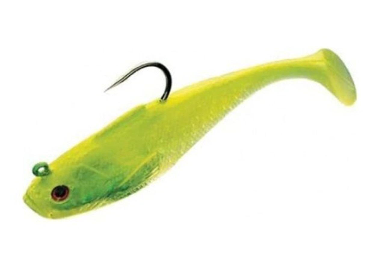 Holographic Swim Shad Soft Baits- 4in 6pk - Limetreuse - Ramsey Outdoor