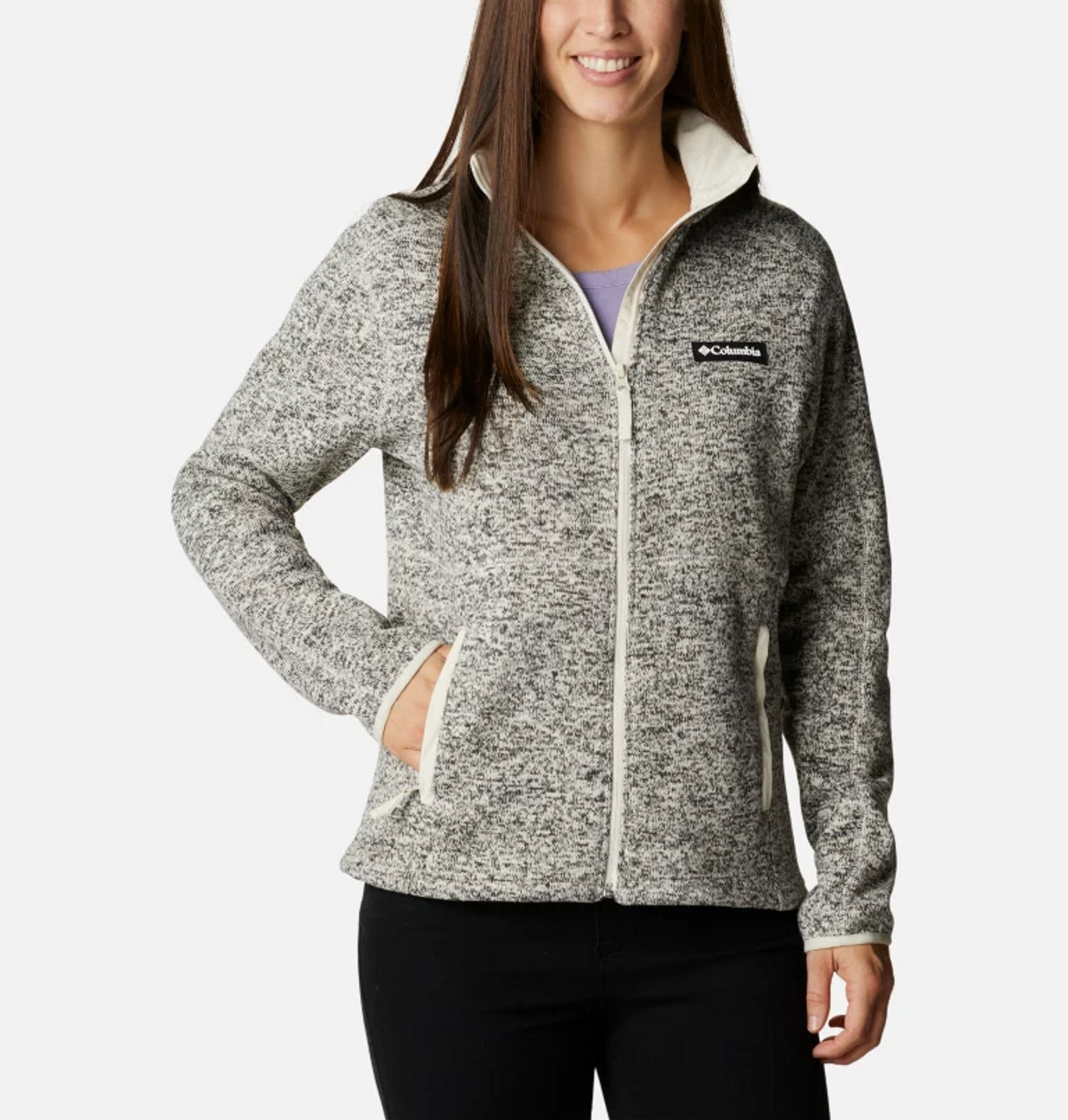 Women's Sweater Weather Fleece Full Zip Jacket - Chalk Heather
