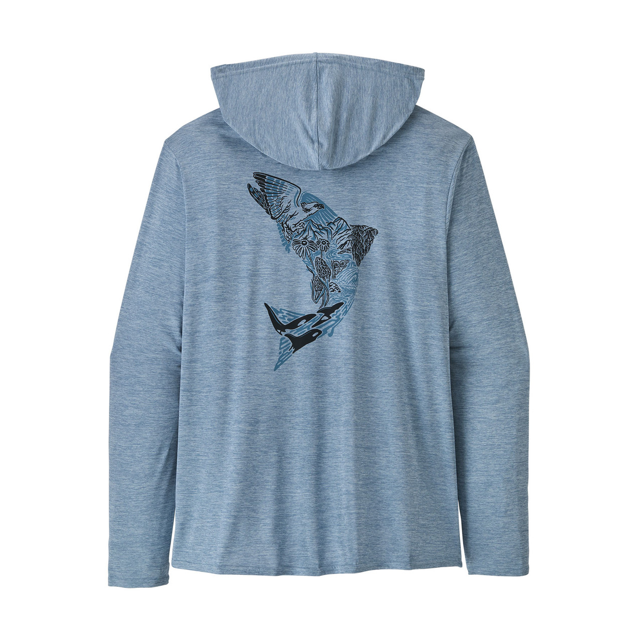 Men's Capilene Cool Daily Graphic Hoody - Relaxed Fit - Upstream Steelhead:  Steam Blue X-Dye - (Past Season)