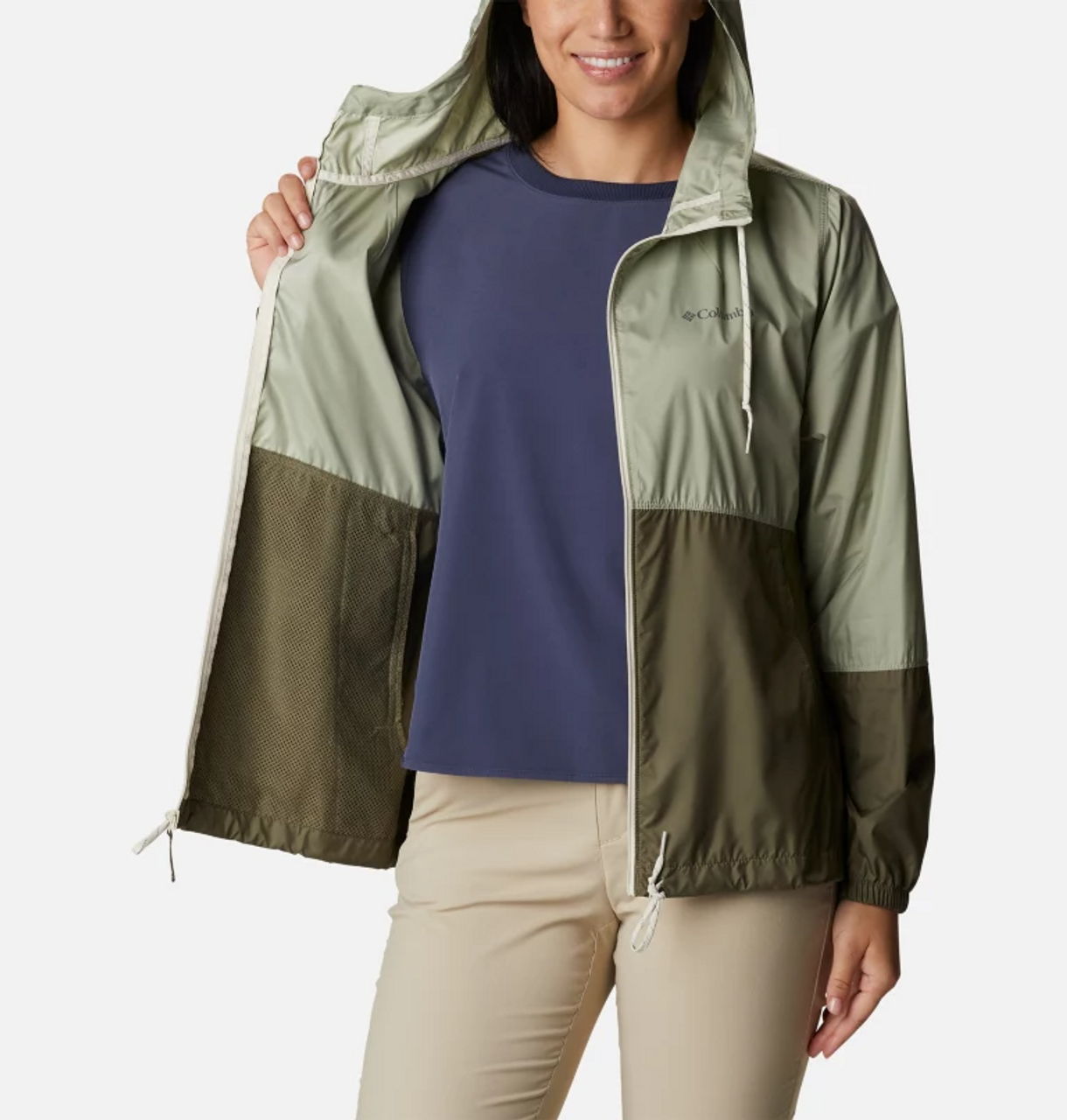 Safari, - - Windbreaker Ramsey Green Forward Jacket Outdoor Women\'s (Past Flash - Stone Season)