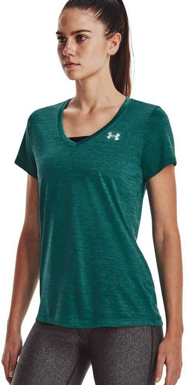 Women's Tech Twist V-Neck Shirt - Coastal Teal/Birdie Green - Ramsey Outdoor